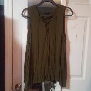 Olive green shirt with lacing